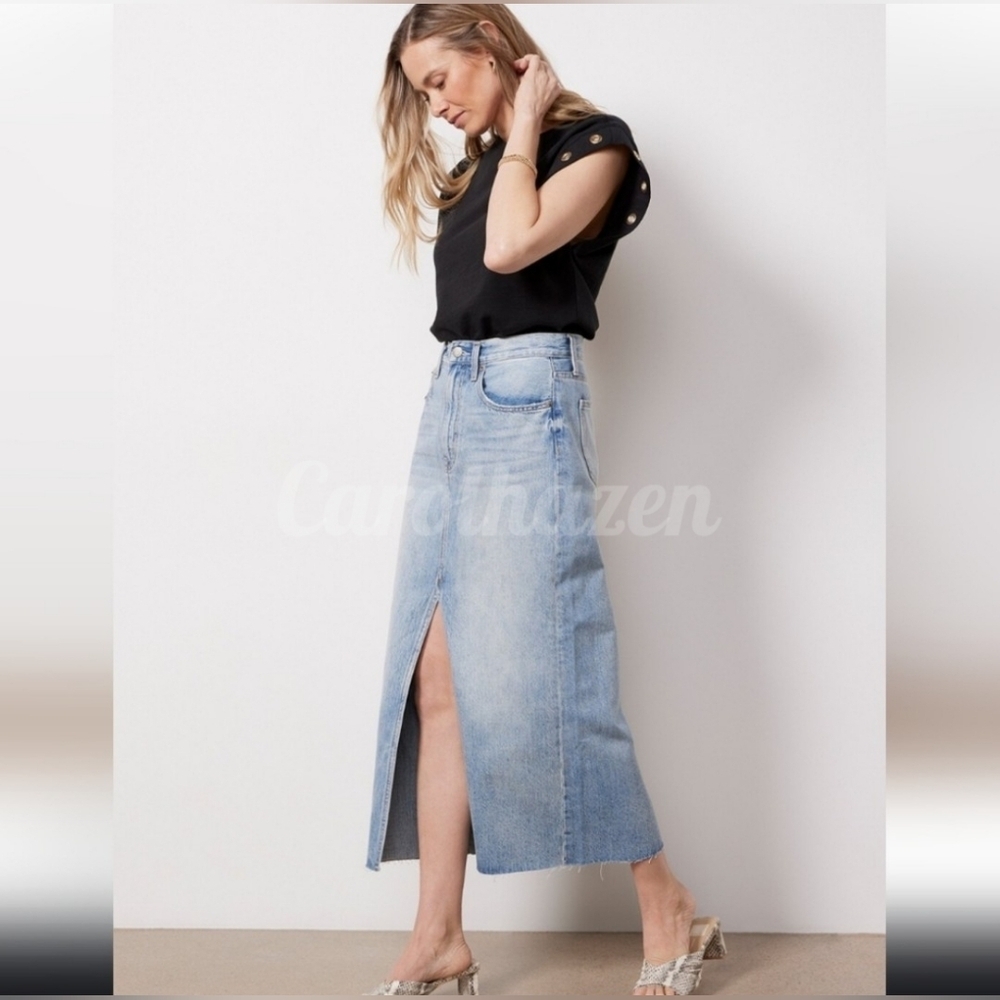 Pistola Anthropologie Revolve Alice Midi Skirt Denim Summer Bohemian Luxury Fall